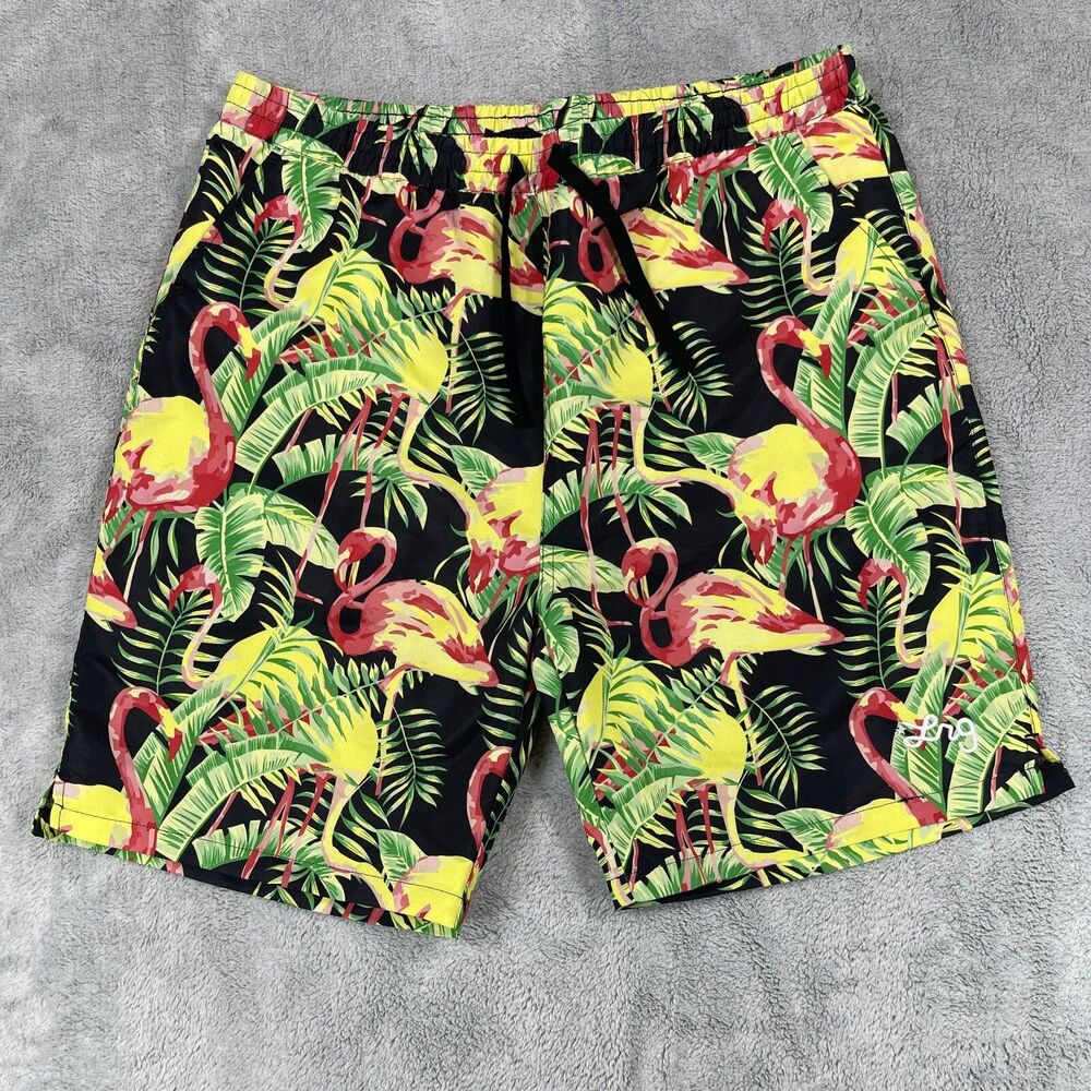 LRG Lifted Research Group Swim Short Men Large Flamingo Tropical Print Surfing